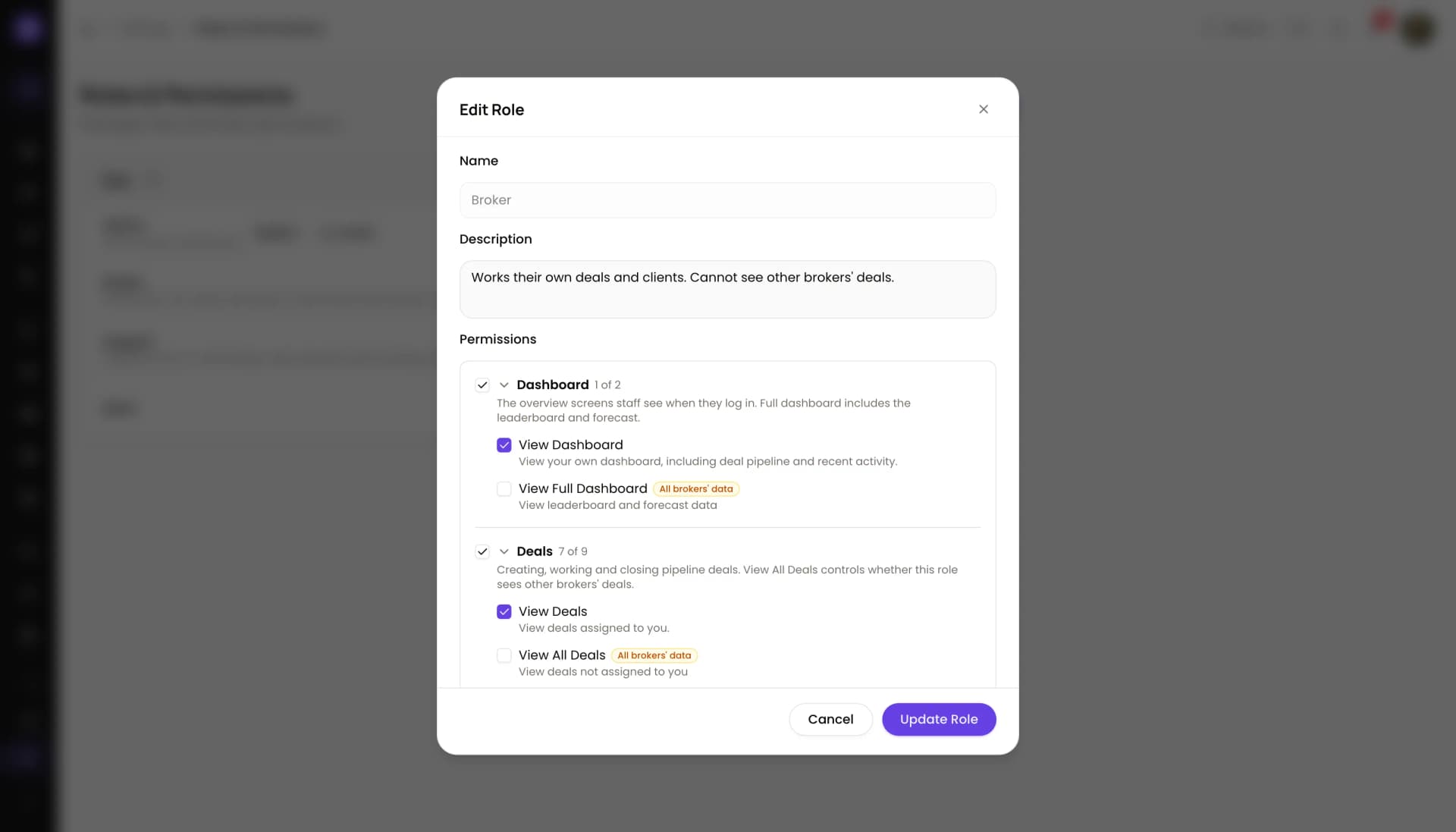Team & Permissions in the Lend1 platform